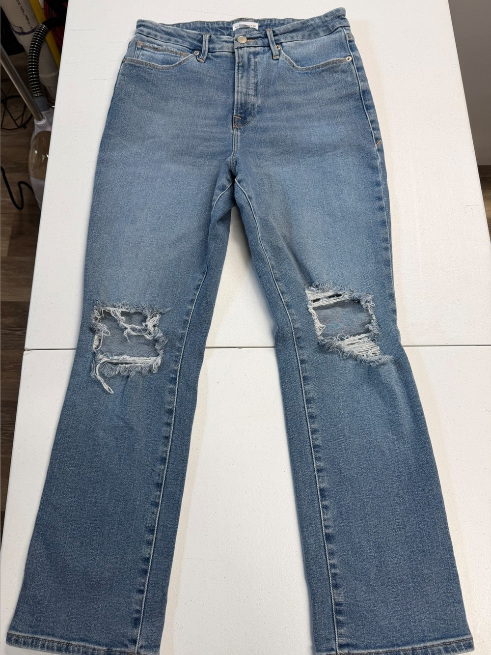 Good American Women's Bootcut Jeans  Distressed Stretch Size 8/29